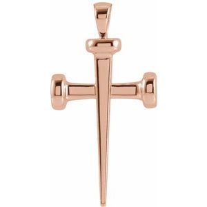 14K Rose Gold 	28x14.71 mm Nail Cross Pendant