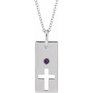 Sterling Silver Natural Alexandrite Cross Bar 16-18" Necklace