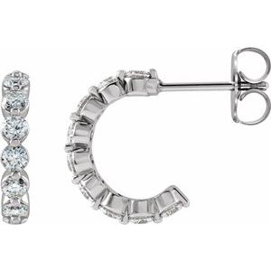 14K White Gold 3/4 CTW Natural Diamond 12.7 mm Hoop Earrings