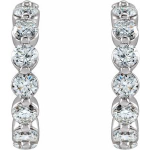 14K White Gold 3/4 CTW Lab Grown Diamond 12.7 mm Huggie Earrings