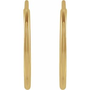 14K Yellow Gold Flexible Endless Tube 15 mm Hoop Earrings