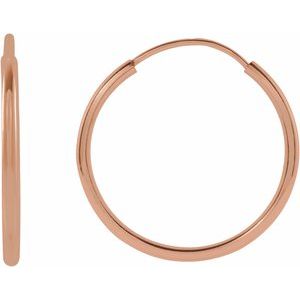 14K Rose Gold Flexible Endless Tube 15 mm Hoop Earrings