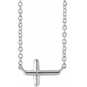 Platinum Sideways Cross 16" Necklace