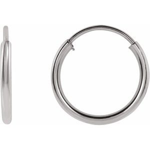 14K White Gold Flexible Endless Tube 10 mm Hoop Earrings