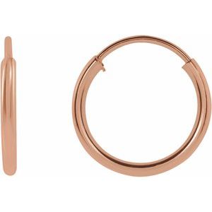14K Rose Gold Flexible Endless Tube 10 mm Hoop Earrings