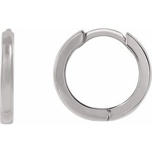 14K White Gold Hinged 12.5 mm Hoop Earring