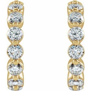14K Yellow Gold 3/4 CTW Natural Diamond 12.7 mm Hoop Earrings
