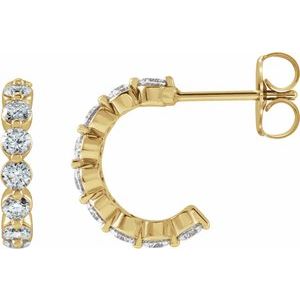 14K Yellow Gold 3/4 CTW Lab Grown Diamond 12.7 mm Huggie Earrings