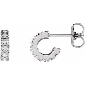 Sterling Silver 1/4 CTW Natural Diamond French-Set Huggie Hoop Earrings