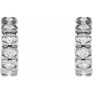 Platinum 1/4 CTW Natural Diamond French-Set Huggie Hoop Earrings