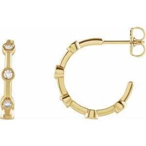 Sterling Silver 1/4 CTW Natural Diamond Bezel-Set Hoop Earrings
