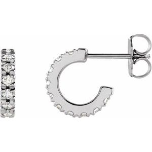 14K White Gold 1/3 CTW Lab-Grown Diamond French-Set 10 mm Huggie Hoop Earrings