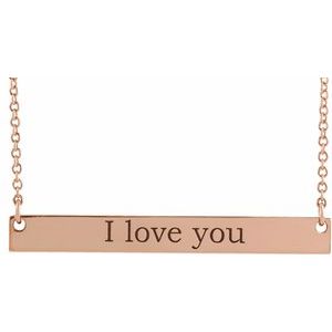 18K Rose Gold-Plated Sterling Silver Engravable Bar 16" Necklace