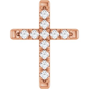 14K Rose Gold 1/5 CTW Natural Diamond French-Set Cross Pendant