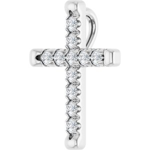 Sterling Silver 1/5 CTW Natural Diamond French-Set Cross Pendant