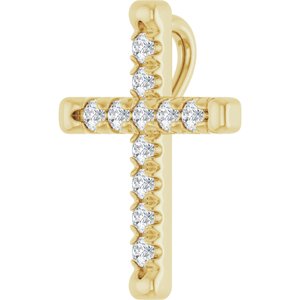 14K Yellow Gold 1/5 CTW Natural Diamond French-Set Cross Pendant