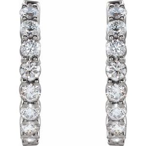 14K White Gold 2 CTW Natural Diamond Inside-Outside Hinged 20 mm Hoop Earrings
