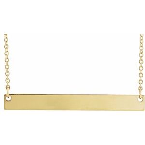 14K Yellow Gold Engravable Bar 16" Necklace