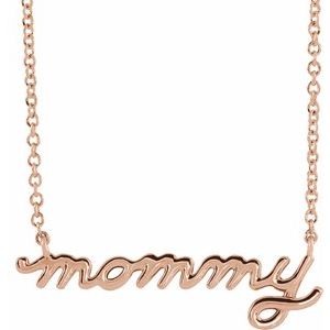 14K Rose Gold Petite Mommy Script 16" Necklace