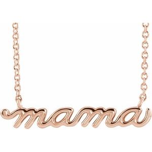 14K Rose Gold Petite Mama Script 16" Necklace