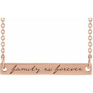 14K Rose Gold Family is Forever Bar 16" Necklace