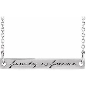 14K White Gold Family is Forever Bar 16" Necklace