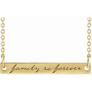 14K Yellow Gold Family is Forever Bar 18" Necklace