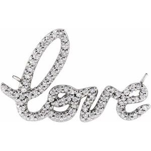 14K White Gold .8 mm Round 1/6 CTW Lab-Grown Diamond Love Necklace Center