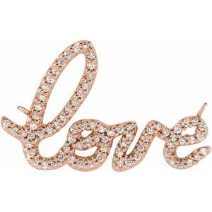 14K Rose Gold .8 mm Round 1/6 CTW Lab-Grown Diamond Love Necklace Center