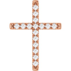14K Rose Gold 1/2 CTW Natural Diamond French-Set Cross Pendant