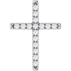 Platinum 1 CTW Natural Diamond French-Set Cross Pendant