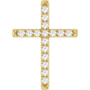 14K Yellow Gold 1 CTW Natural Diamond French-Set Cross Pendant