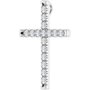 Platinum 1 CTW Natural Diamond French-Set Cross Pendant