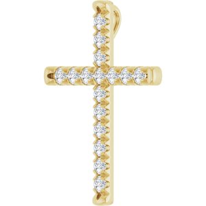 14K Yellow Gold 1 CTW Natural Diamond French-Set Cross Pendant