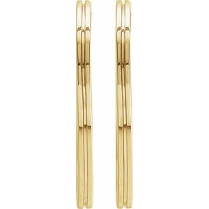 14K Yellow Gold Grooved Hinged 20 mm Huggie Hoop Earrings