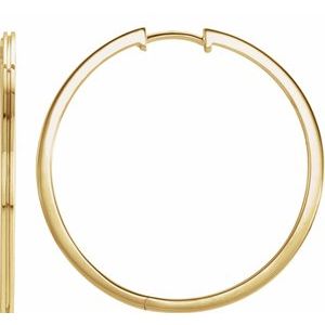 14K Yellow Gold Grooved Hinged 30 mm Huggie Hoop Earrings