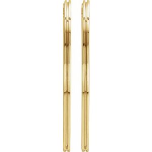 14K Yellow Gold Grooved Hinged 30 mm Huggie Hoop Earrings