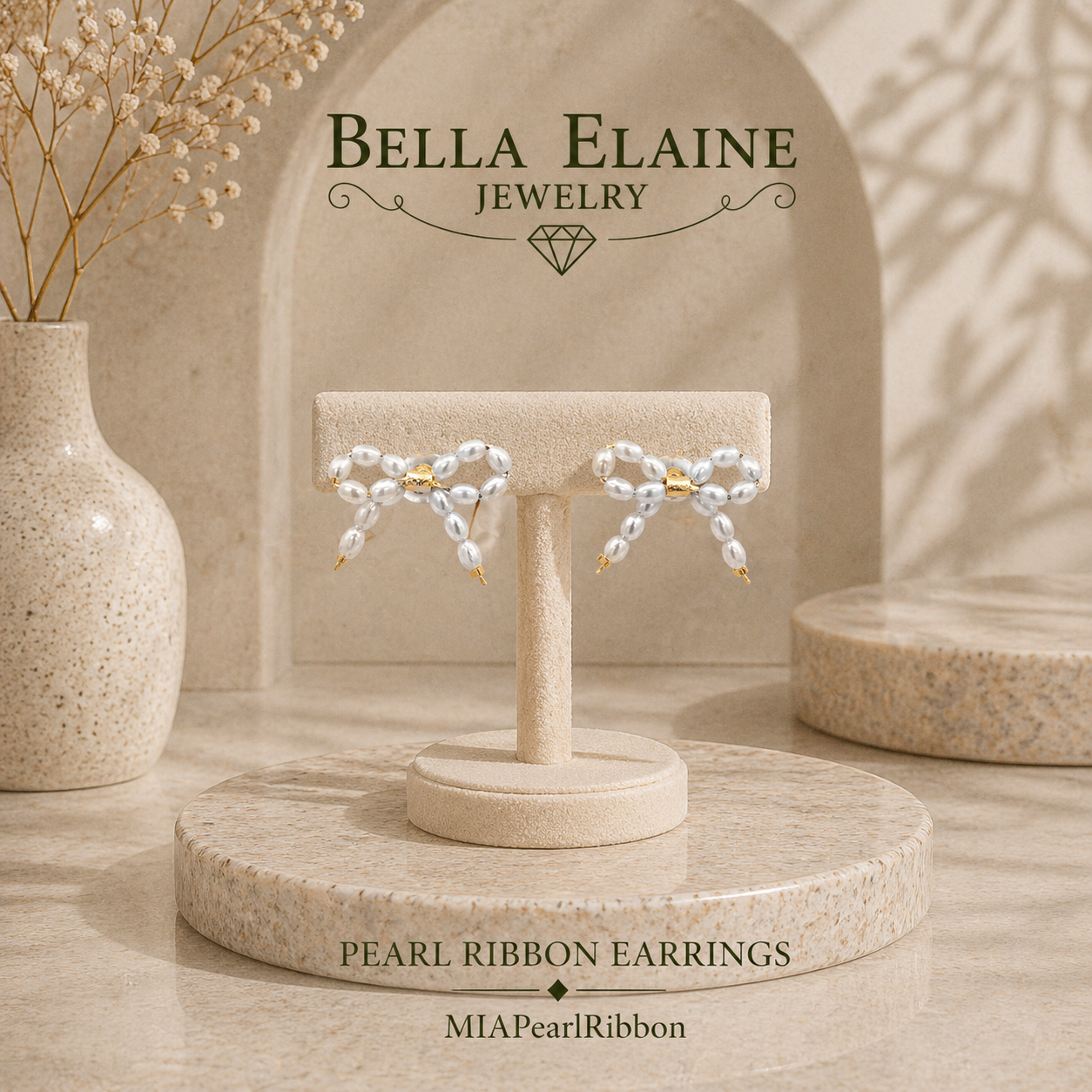 Pearl Ribbon Earrings