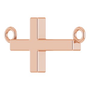 14K Rose Gold 12x5.9 mm Sideways Cross 16-18" Necklace