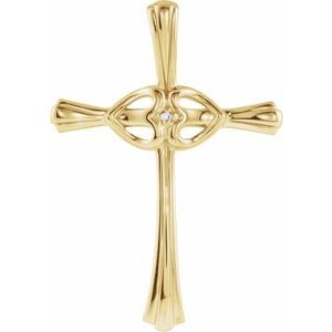 14K Yellow Gold .005 CT Natural Diamond Cross Pendant