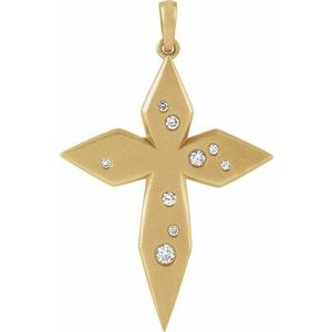 14K Yellow Gold .08 CTW Natural Diamond Cross Pendant
