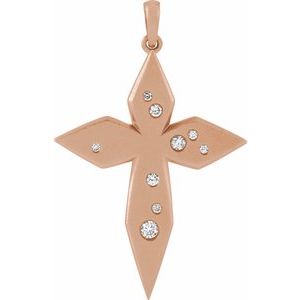 14K Rose Gold .08 CTW Natural Diamond Cross Pendant