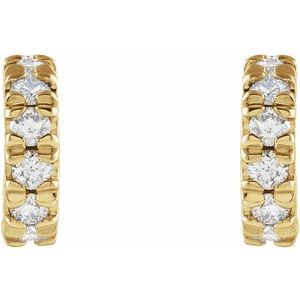 14K Yellow Gold 1/4 CTW Lab-Grown Diamond French-Set Huggie Hoop Earrings