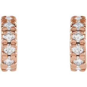 14K Rose Gold 1/4 CTW Lab-Grown Diamond French-Set Huggie Hoop Earrings