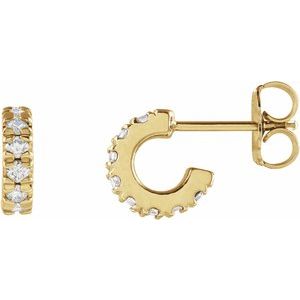 14K Yellow Gold 1/4 CTW Lab-Grown Diamond French-Set Huggie Hoop Earrings