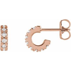 14K Rose Gold 1/4 CTW Lab-Grown Diamond French-Set Huggie Hoop Earrings