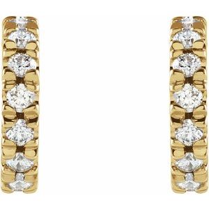 14K Yellow Gold 1/3 CTW Natural Diamond French-Set 10 mm Huggie Hoop Earrings