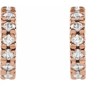 14K Rose Gold 1/3 CTW Natural Diamond French-Set 10 mm Huggie Hoop Earrings