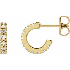 14K Yellow Gold 1/3 CTW Natural Diamond French-Set 10 mm Huggie Hoop Earrings