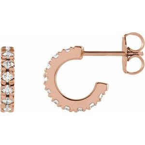 14K Rose Gold 1/3 CTW Natural Diamond French-Set 10 mm Huggie Hoop Earrings